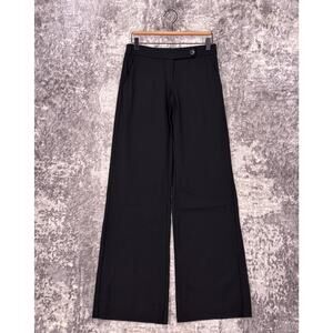 Emporio Armani Pants 4 Womens Black Wool Wide Leg Mid Rise Dress Trouser